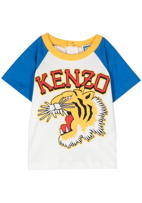 T-shirt neonato bianca in cotone Kenzo | K60156BIANCO