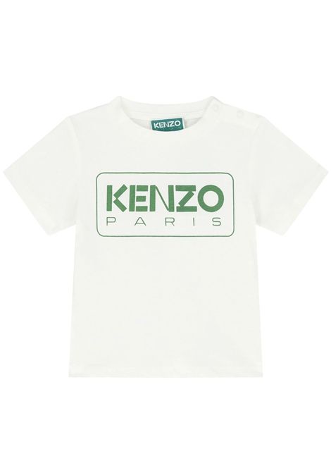 T-shirt neonato bianca in cotone Kenzo | K60161BIANCO