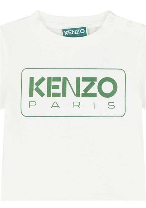 T-shirt neonato bianca in cotone Kenzo | K60161BIANCO