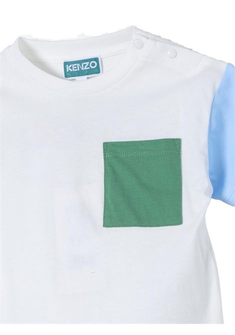 T-shirt neonato bianca in cotone Kenzo | K60165BIANCO