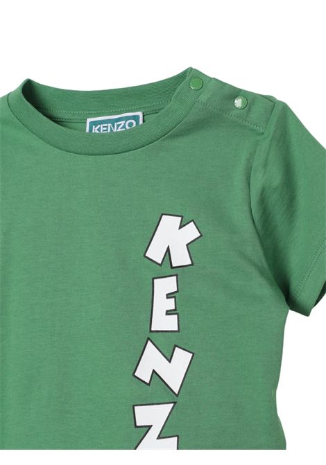 T-shirt neonato verde in cotone Kenzo | K60166VERDE