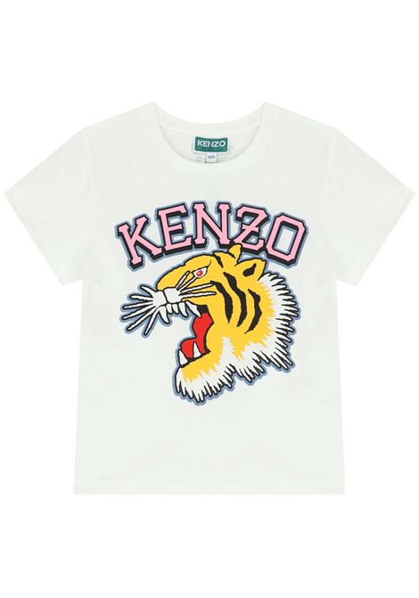 T-shirt bambina bianca in cotone Kenzo | K60264BIANCO