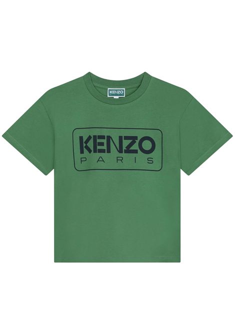Green cotton T-shirt for children Kenzo | K60340VERDE