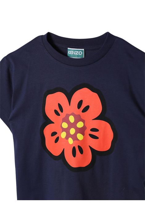 T-shirt bambina blu in cotone Kenzo | K60383BLU