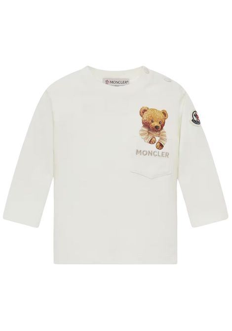 Cream cotton baby T-shirt Moncler | 8D00005/MAPANNA