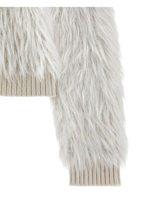 Plush beige cardigan for girls Monnalisa | 17F802/ANBEIGE