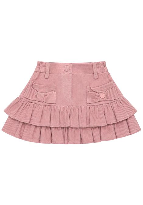 Pink velvet baby skirt Monnalisa | 37F7006852/ANROSA