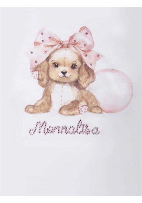 Cream cotton baby T-shirt Monnalisa | 39F605/ANPANNA