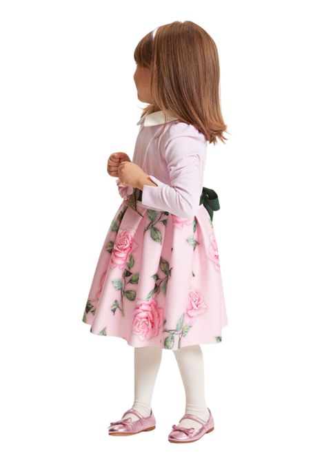 Abito bambina rosa con fiori Monnalisa | 66610093/MAROSA