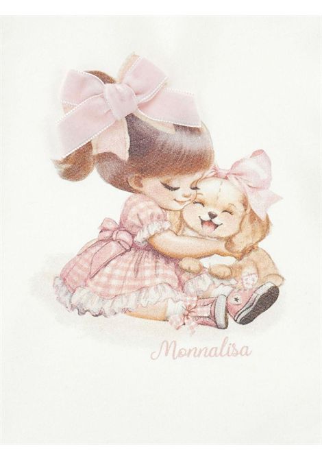 Cream cotton baby T-shirt Monnalisa | 69F6026005/ANPANNA