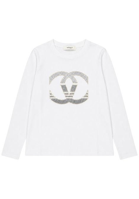 Cream cotton T-shirt for girls VICOLO | M1072/DEBPANNA