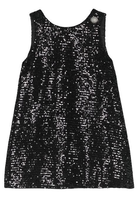 Abito bambina nero in paillettes BALMAIN | BU1B22/DELNERO