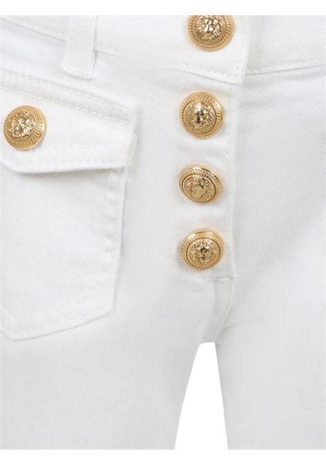 Jeans bambina bianco in cotone BALMAIN | BU6A00/MOBIANCO