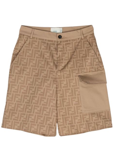 Bermuda bambino beige in cotone FENDI | JMF462/MOBEIGE