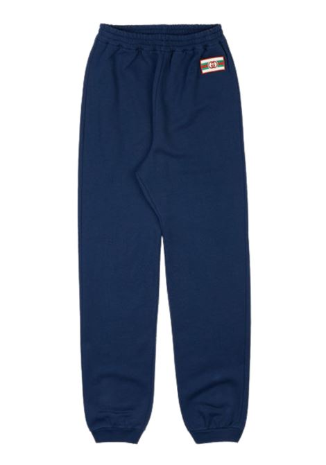 Pantalone bambino blu in cotone GUCCI | 749585/PIEBLU