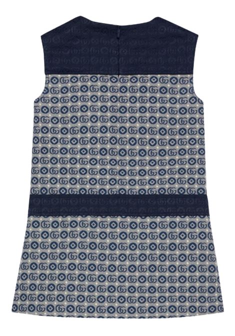Abito bambina blu in misto cotone GUCCI | 767802/CEBLU
