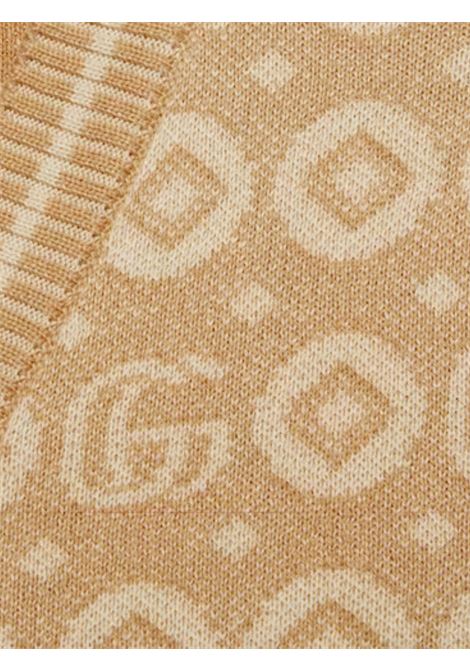 Cardigan bambino beige in cotone GUCCI | 770161/MOBEIGE