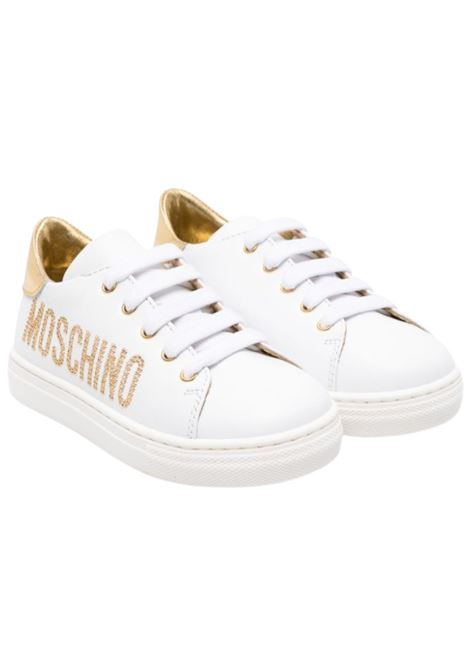 White/gold leather girls' shoes Moschino | 77350/PIABIANCO/ORO