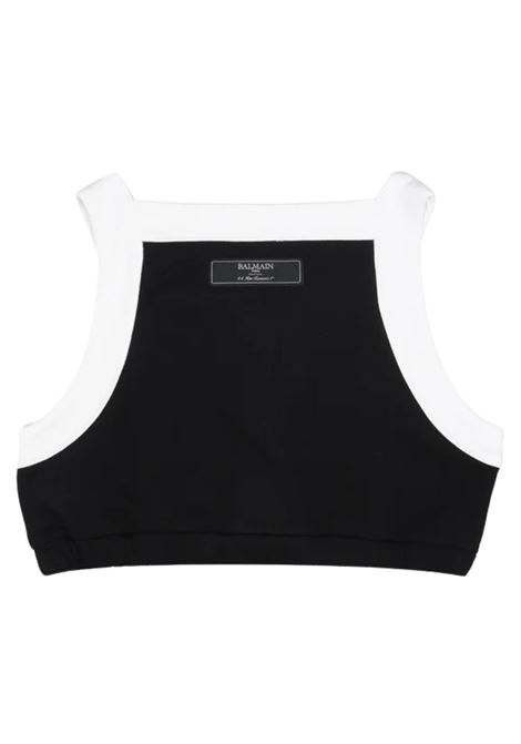 Black cotton top for girls BALMAIN | BW8B52/DELNERO