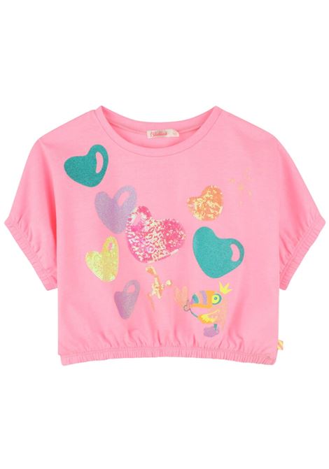 T-shirt bambina rosa in cotone Billieblush | U20937/MAROSA