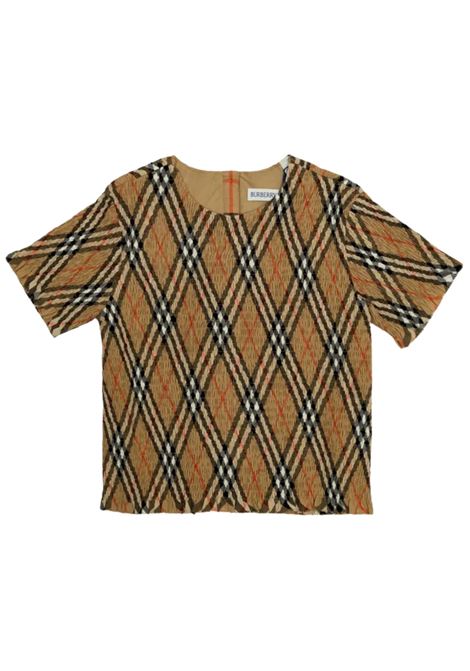 Blusa neonata check in cotone Burberry | 8100547/MACHECK