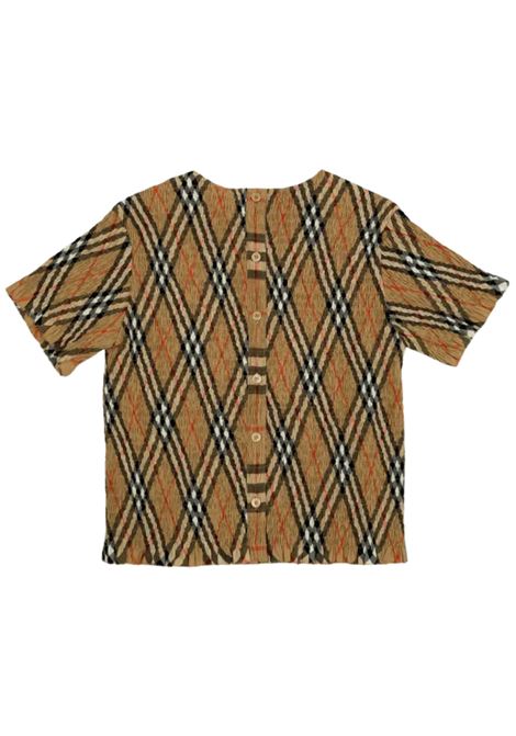 Blusa neonata check in cotone Burberry | 8100547/MACHECK