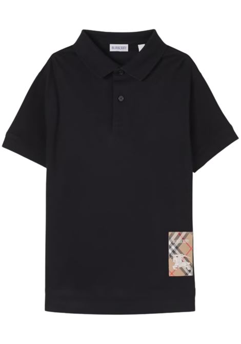 Black cotton polo shirt for children Burberry | 8105079/MANERO