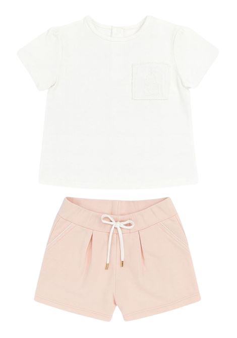 Pink cotton baby girl set Chloé | C20538/CEBIANCO/ROSA