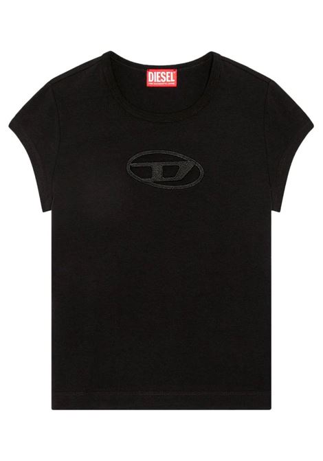 T-shirt bambina nera in cotone DIESEL | J018300AFAA/DELNERO