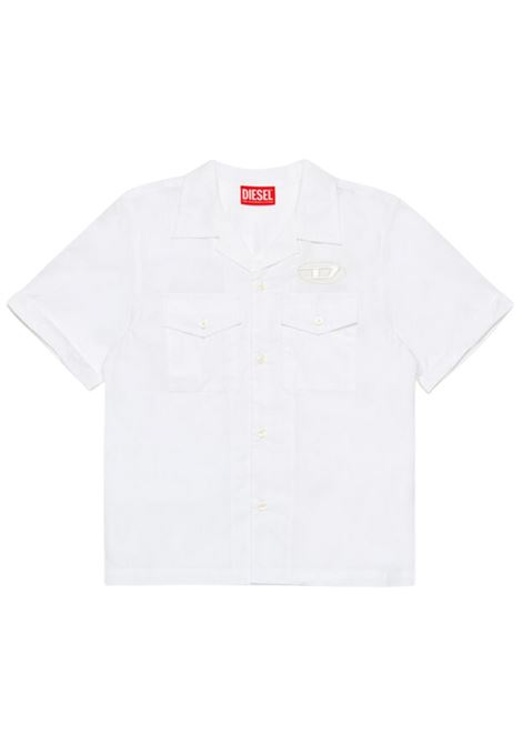 Camicia bambino bianca in cotone DIESEL | J02224KXBA8/DELBIANCO