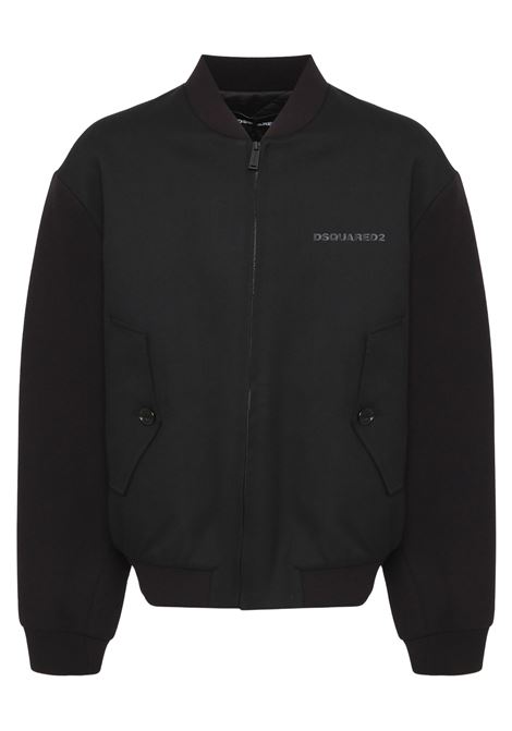 Bomber bambino nero in lana
