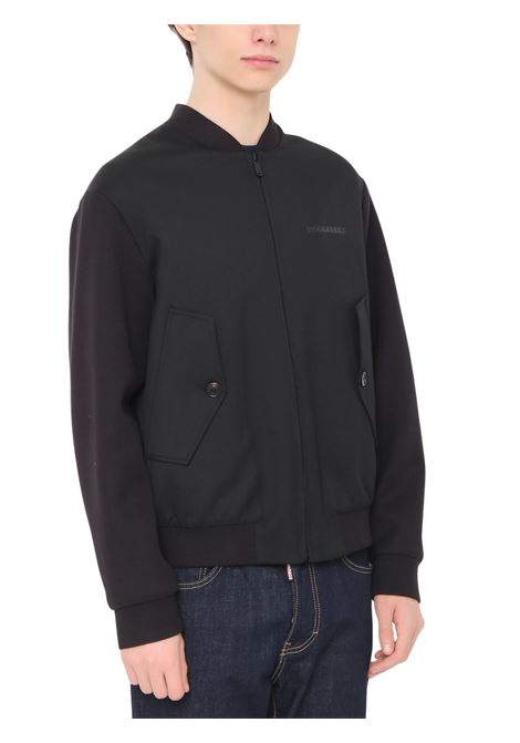 Black wool bomber jacket for children DSQUARED2 | D2J475U/DELNERO