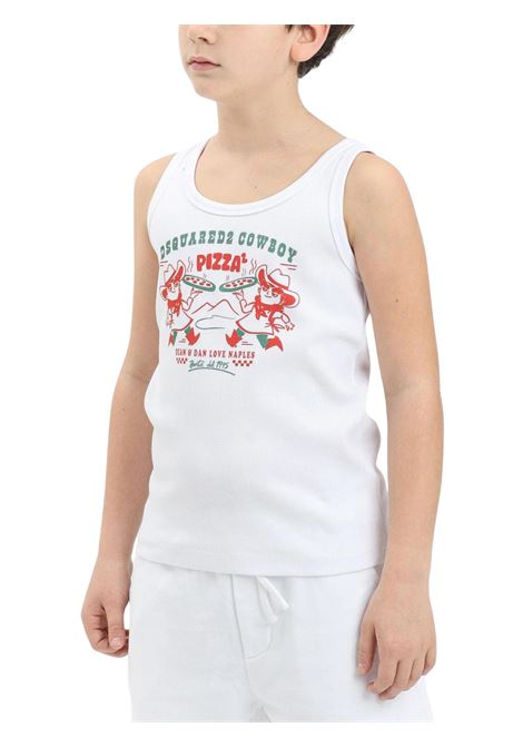 Canotta unisex bianca in cotone DSQUARED2 | D2T1169U/DELBIANCO