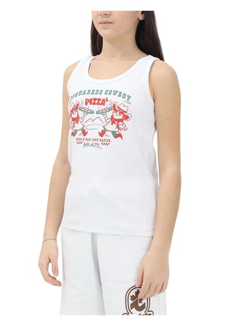 Canotta unisex bianca in cotone DSQUARED2 | D2T1169U/DELBIANCO