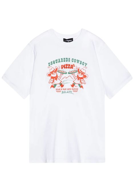 T-shirt unisex bianca in cotone DSQUARED2 | D2T1170U/DELBIANCO