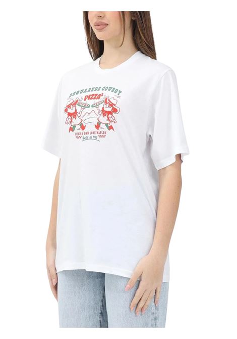 T-shirt unisex bianca in cotone DSQUARED2 | D2T1170U/DELBIANCO