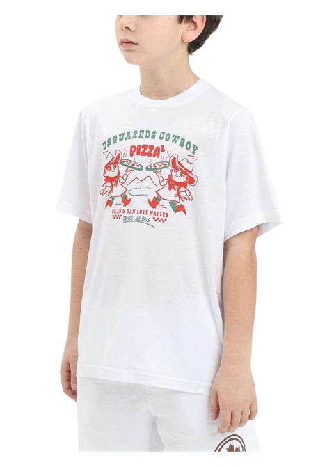 T-shirt unisex bianca in cotone DSQUARED2 | D2T1170U/DELBIANCO