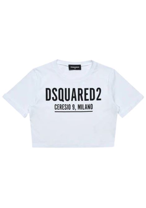 T-shirt bambina bianca in cotone DSQUARED2 | D2T809F/FIBIANCO