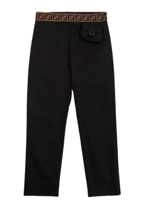 Pantalone bambina nero in cotone FENDI | JFF330/MANERO