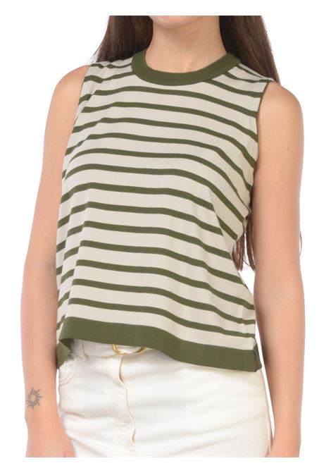 Beige/green cotton sweater for girls K-way | K2135NW/MOBEIGE/VERDE
