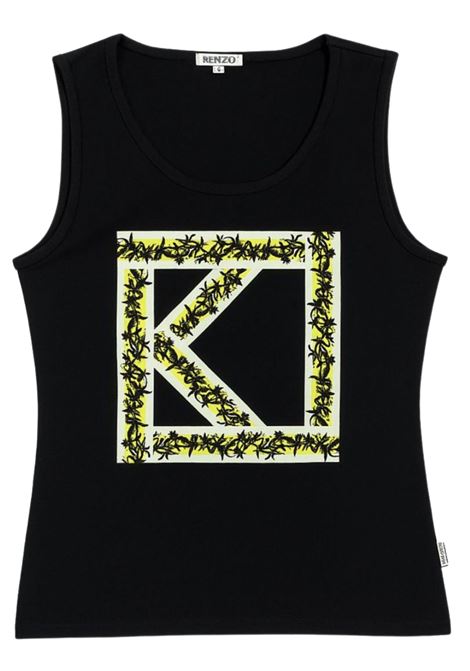 Canotta bambina nera in cotone Kenzo | KF10105/FINERO