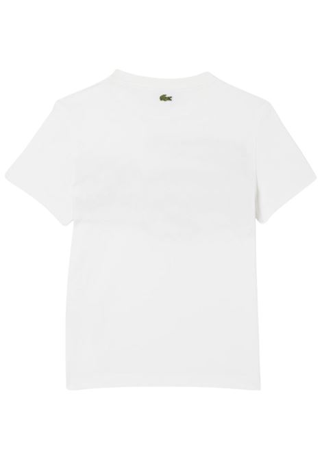 White cotton T-shirt for children LACOSTE | TJ8460/MABIANCO/VERDE