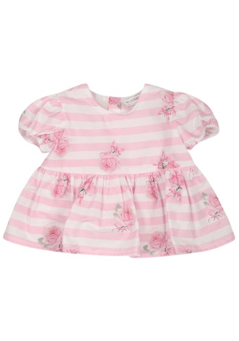 Top neonata bianco/rosa in cotone Monnalisa | 31E3005650/ANBIANCO/ROSA