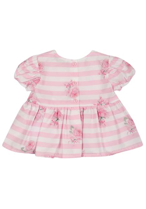 Top neonata bianco/rosa in cotone Monnalisa | 31E3005650/ANBIANCO/ROSA