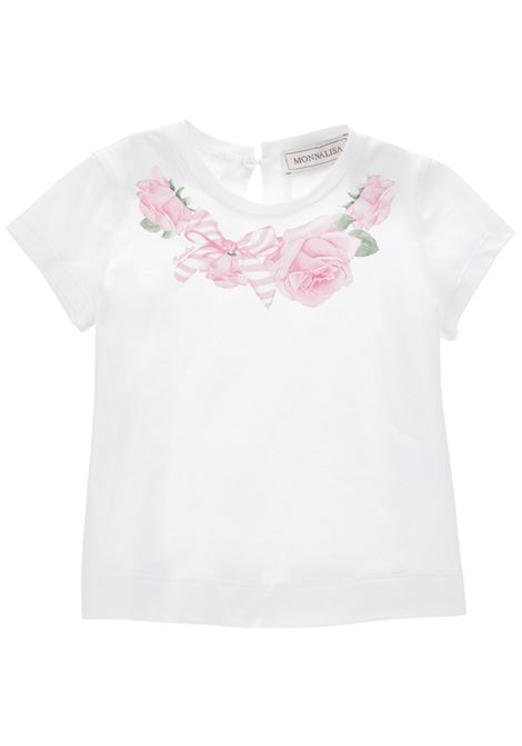 White cotton baby T-shirt Monnalisa | 39E6015015/ANBIANCO