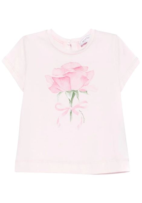 Pink cotton baby T-shirt Monnalisa | 39E6025015/ANROSA