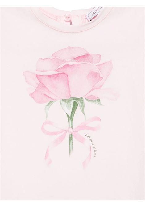 Pink cotton baby T-shirt Monnalisa | 39E6025015/ANROSA