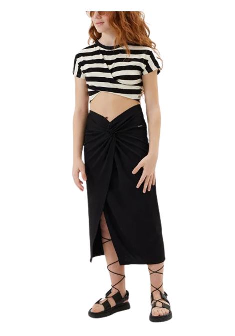 Black viscose skirt for girls Monnalisa | 41E7015208/ANNERO
