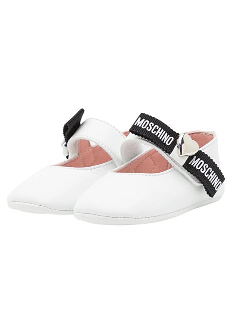 White leather baby ballerina Moschino | 80388/PIABIANCO