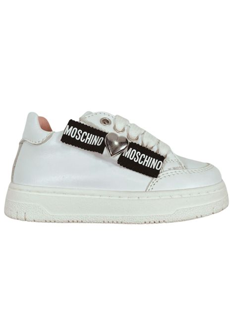 White leather girls' shoes Moschino | 80613/PIABIANCO
